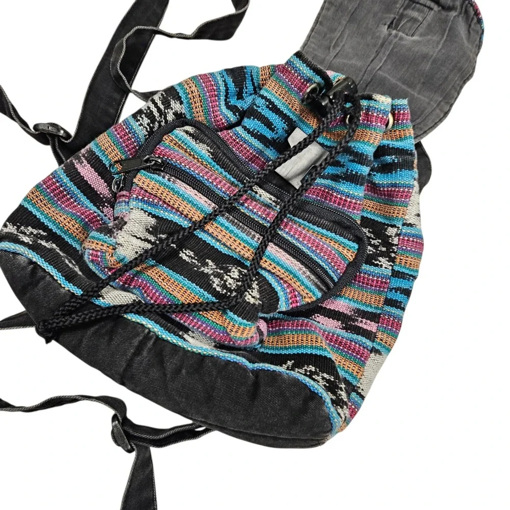 Striped Tapestry Mini Backpack Bag‎ Travel Festival Multicolor Boho Bohemian